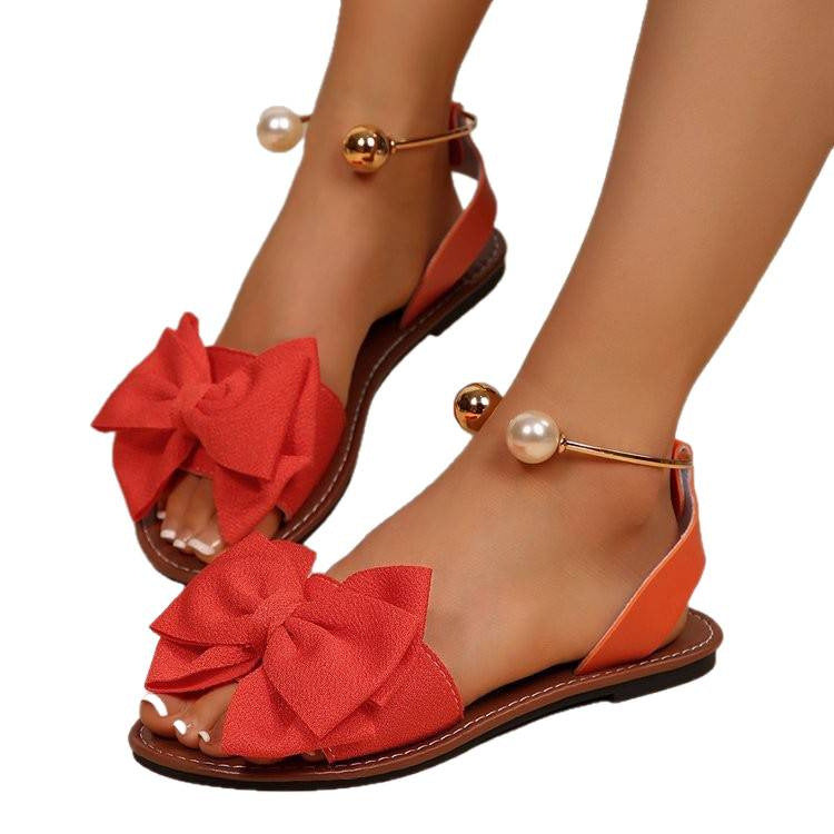 Damen Sandalen mit dekorativem Schleifenakzent und eleganten Perlendetails R&B