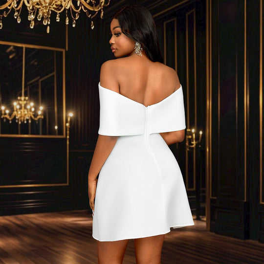 Damen Off-Shoulder Minikleid mit Schleifen-Detail R&B