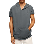 Herren lässiges Kurzarm-Hoodie mit praktischer Kängurutasche R&B