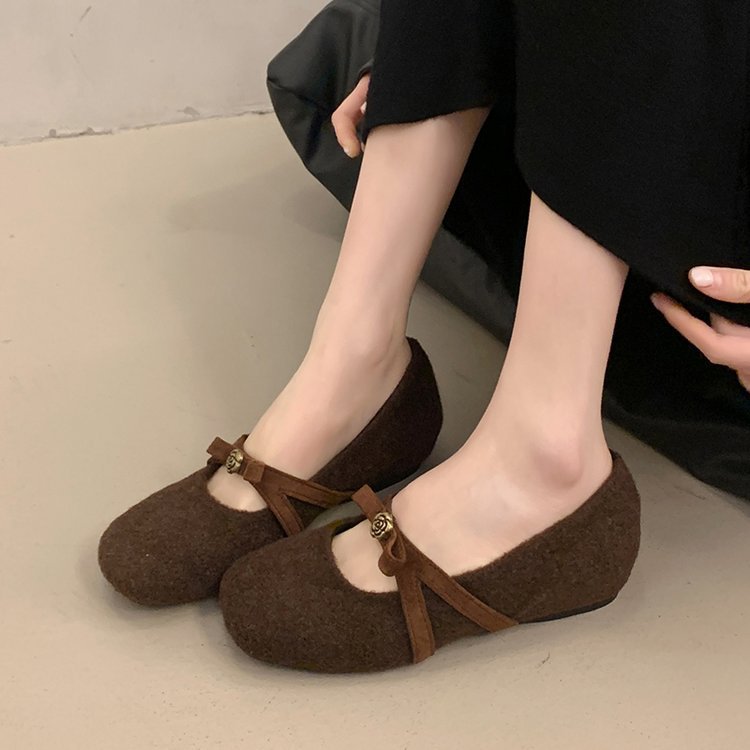 Damen elegante Filz-Ballerinas mit modischem Schleifenakzent R&B