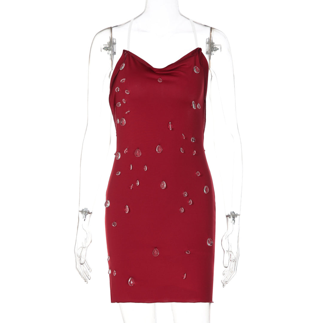 Damen figurbetonendes Minikleid mit eleganter Drapierung und transparenten Applikationen R&B