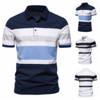 Herren Poloshirt mit modernem Streifenmuster und atmungsaktiver Baumwolle