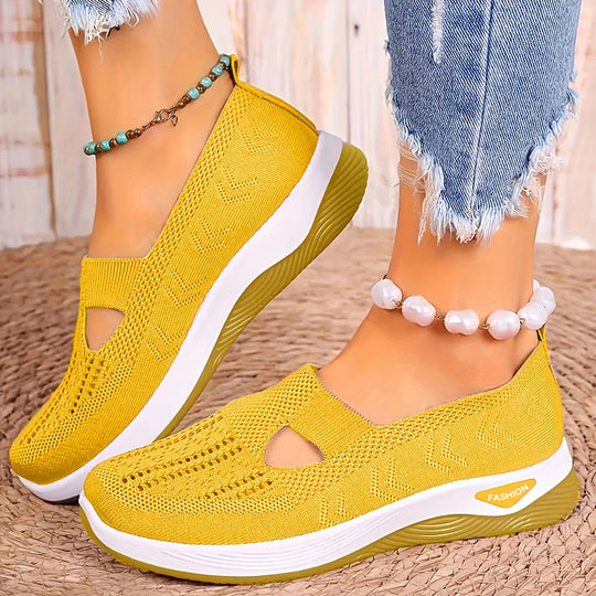 Damen Bequeme Slip-On Sneakers mit atmungsaktiver Netzstruktur R&B