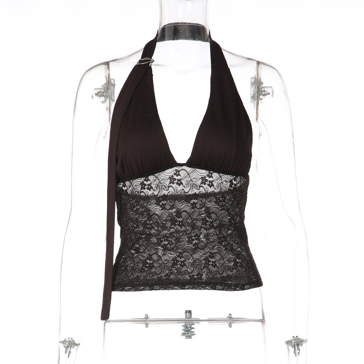 Damen Halterneck-Spitzenoberteil R&B