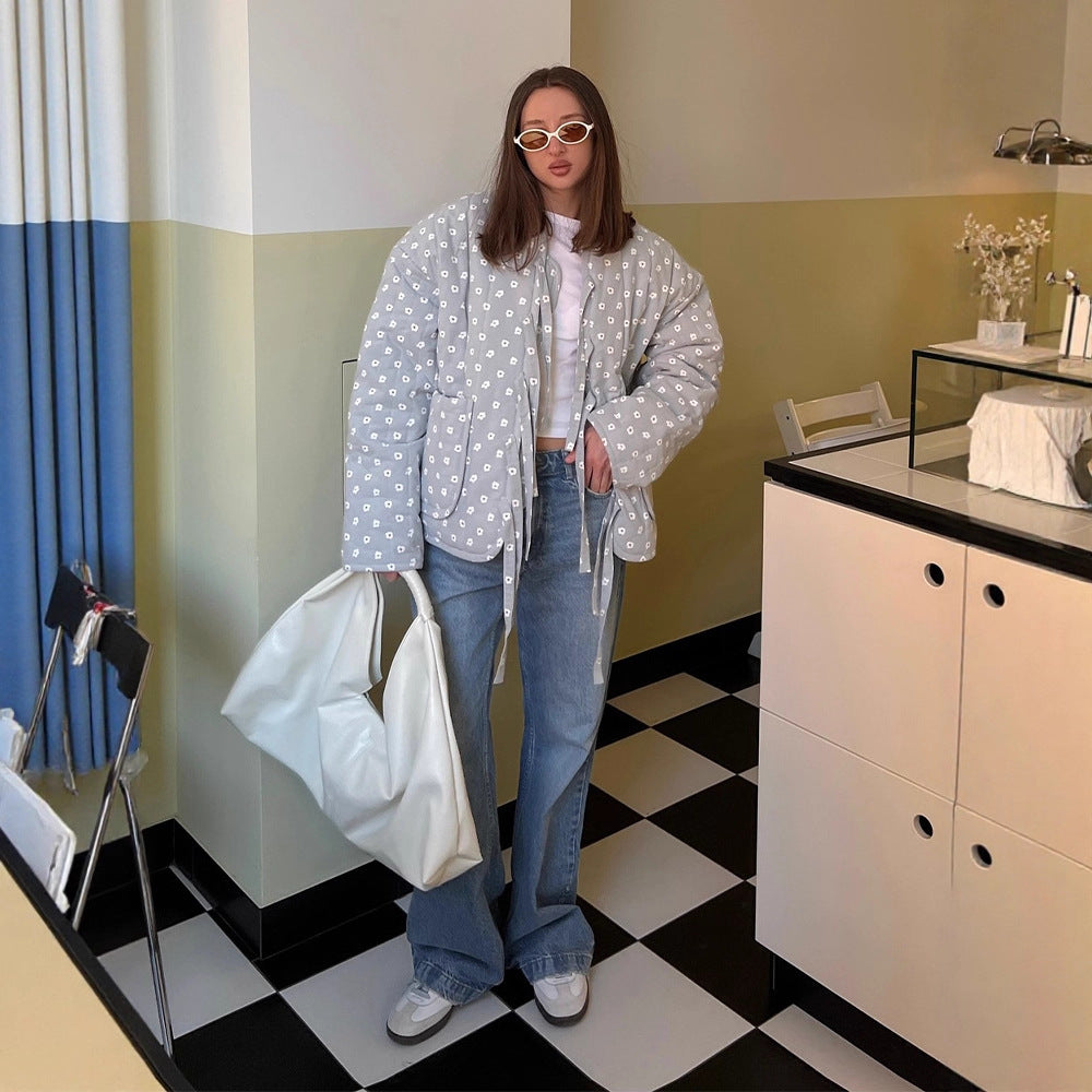 Damen Steppjacke mit großflächigen Punkten und lockerer Passform R&B