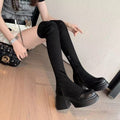 Damen Overknee-Stiefel mit elegantem Blockabsatz und flexiblem Reißverschluss R&B