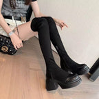 Damen Overknee-Stiefel mit elegantem Blockabsatz und flexiblem Reißverschluss R&B