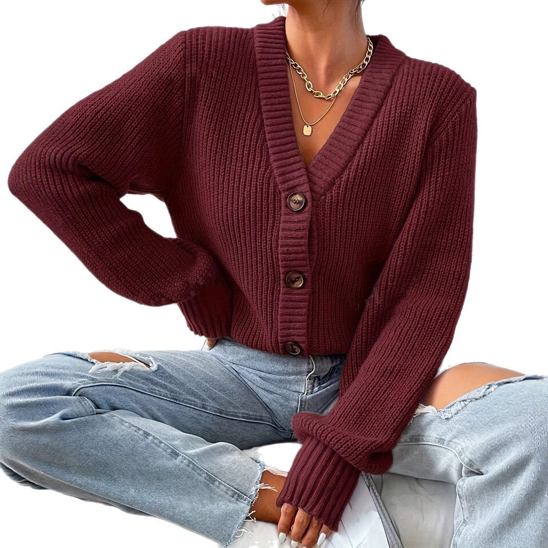 Damen bequeme Strickjacke mit schickem V-Ausschnitt R&B
