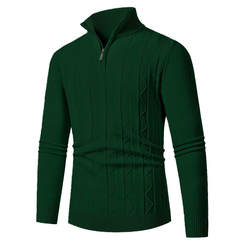 Herren Pullover mit modernem Stehkragen und strukturiertem Zopfmuster