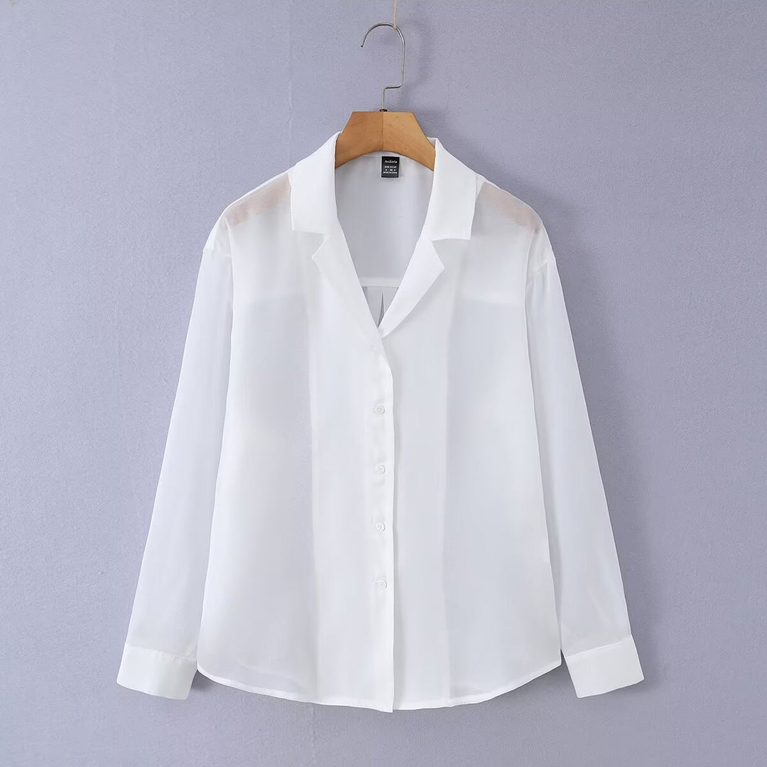 Damenbluse aus luftiger Mikrofaser mit elegantem Kragen und knöpfbarem Verschluss R&B