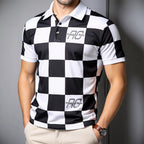 Herren Polo-Shirt mit kariertem Muster und modernem Kragen