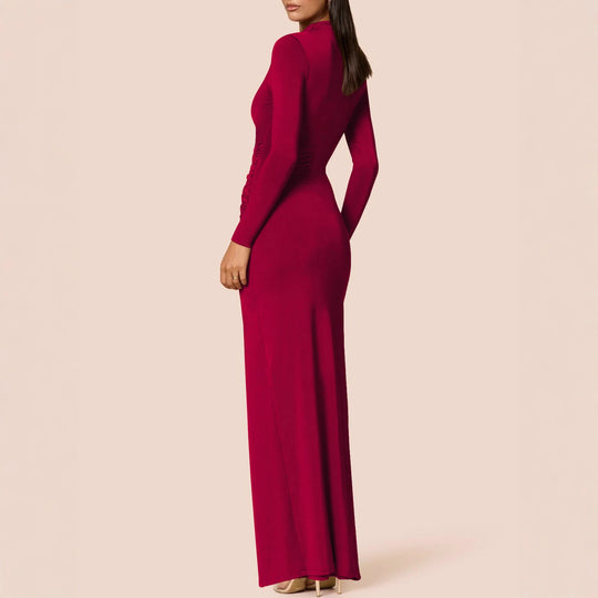 Damen Elegantes Maxikleid mit figurbetonendem Schnitt und hohem Schlitz R&B