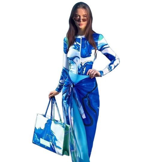 Damen langer Sportanzug mit Wickelrock R&B