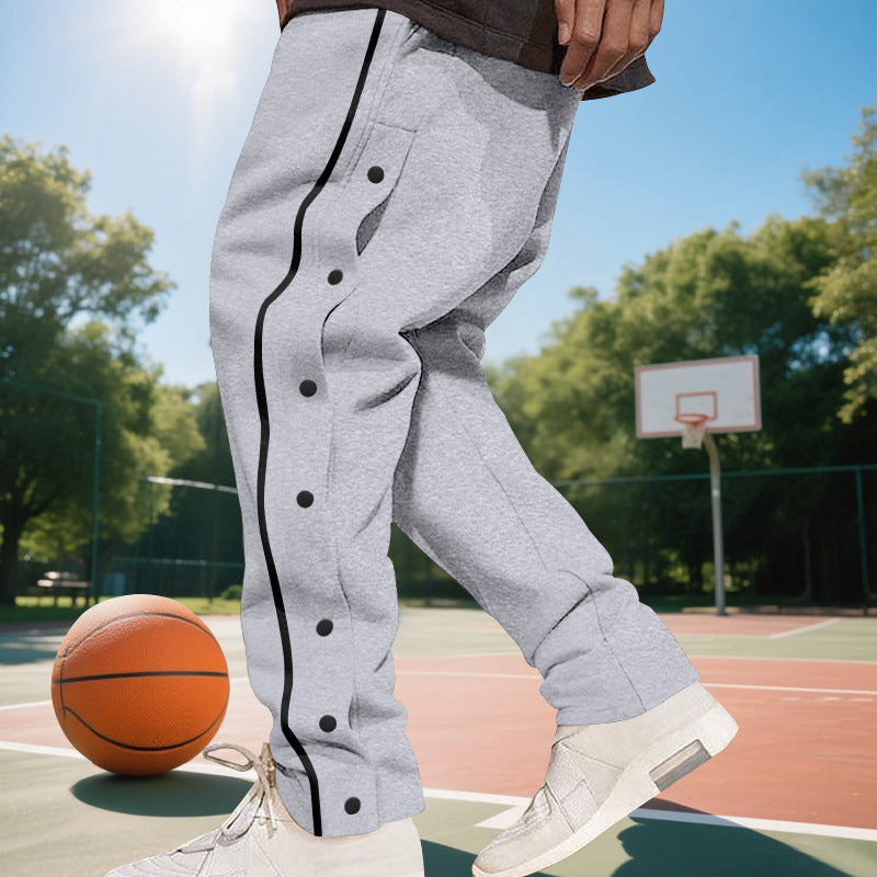 Herren Sportliche Jogginghose mit seitlichen Druckknöpfen und elastischem Bund R&B