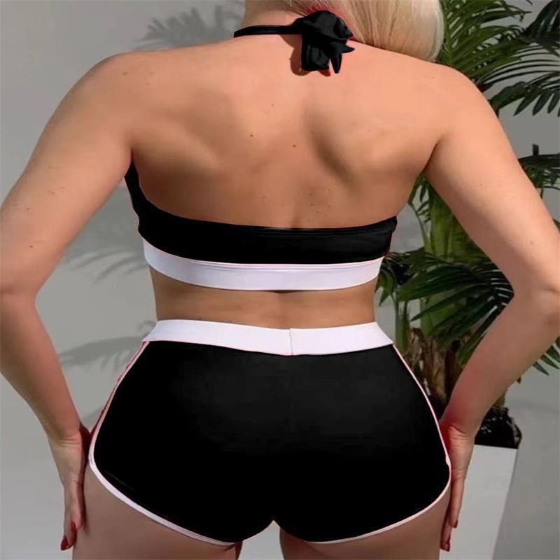 Damen Sport-Bikini-Set mit verstellbaren Trägern und hochgeschnittenen Shorts R&B