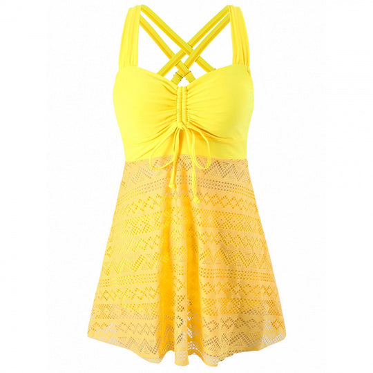Damen Bade-Kleid mit eleganten Drapierungen und modischem Slip R&B