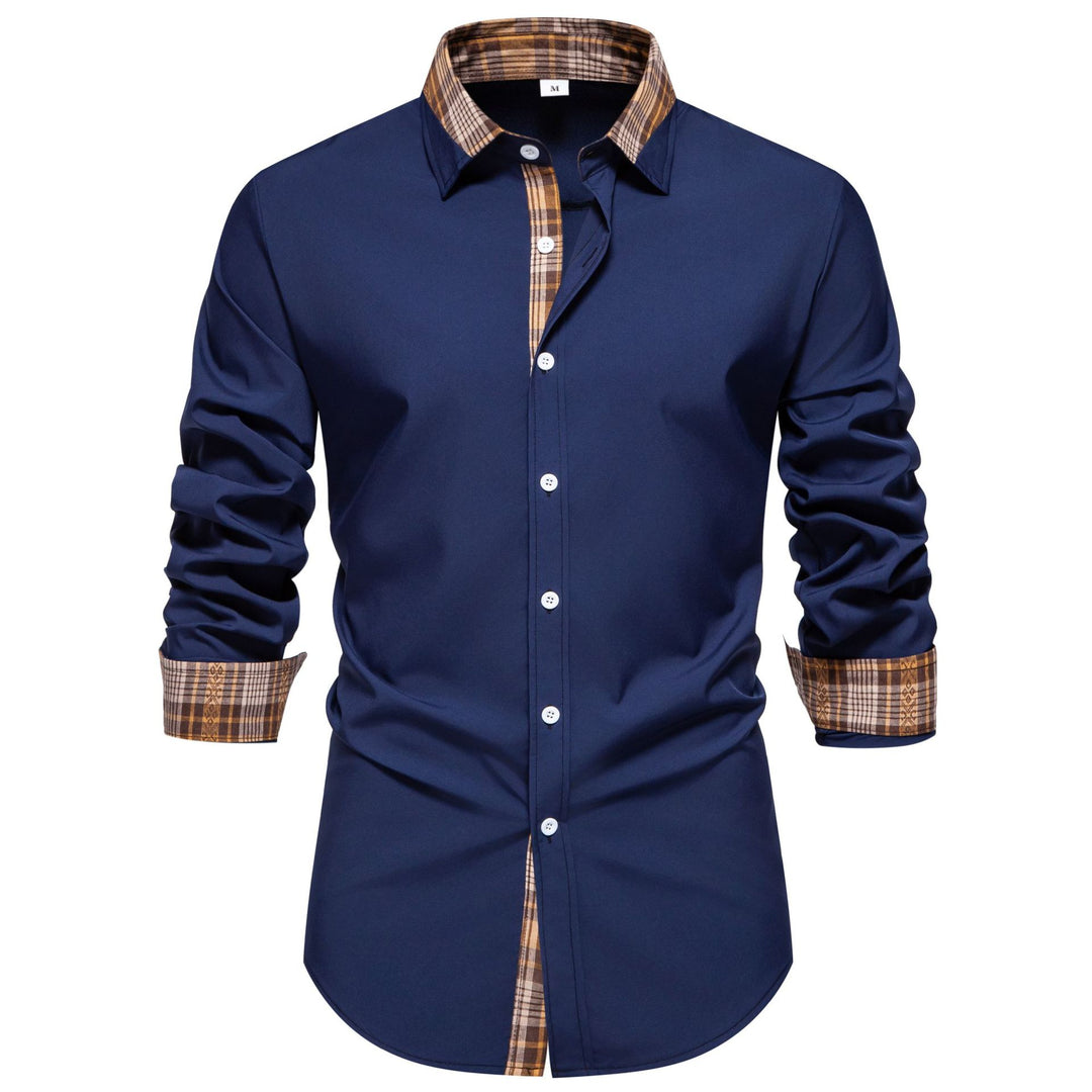 Herren Langarmhemd mit modernem Karo-Detail und bequemem Schnitt R&B