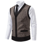 Herren modische Strickweste mit raffinierten Mustern und praktischen Taschen R&B