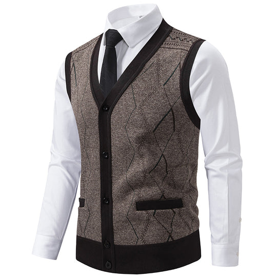 Herren modische Strickweste mit raffinierten Mustern und praktischen Taschen R&B