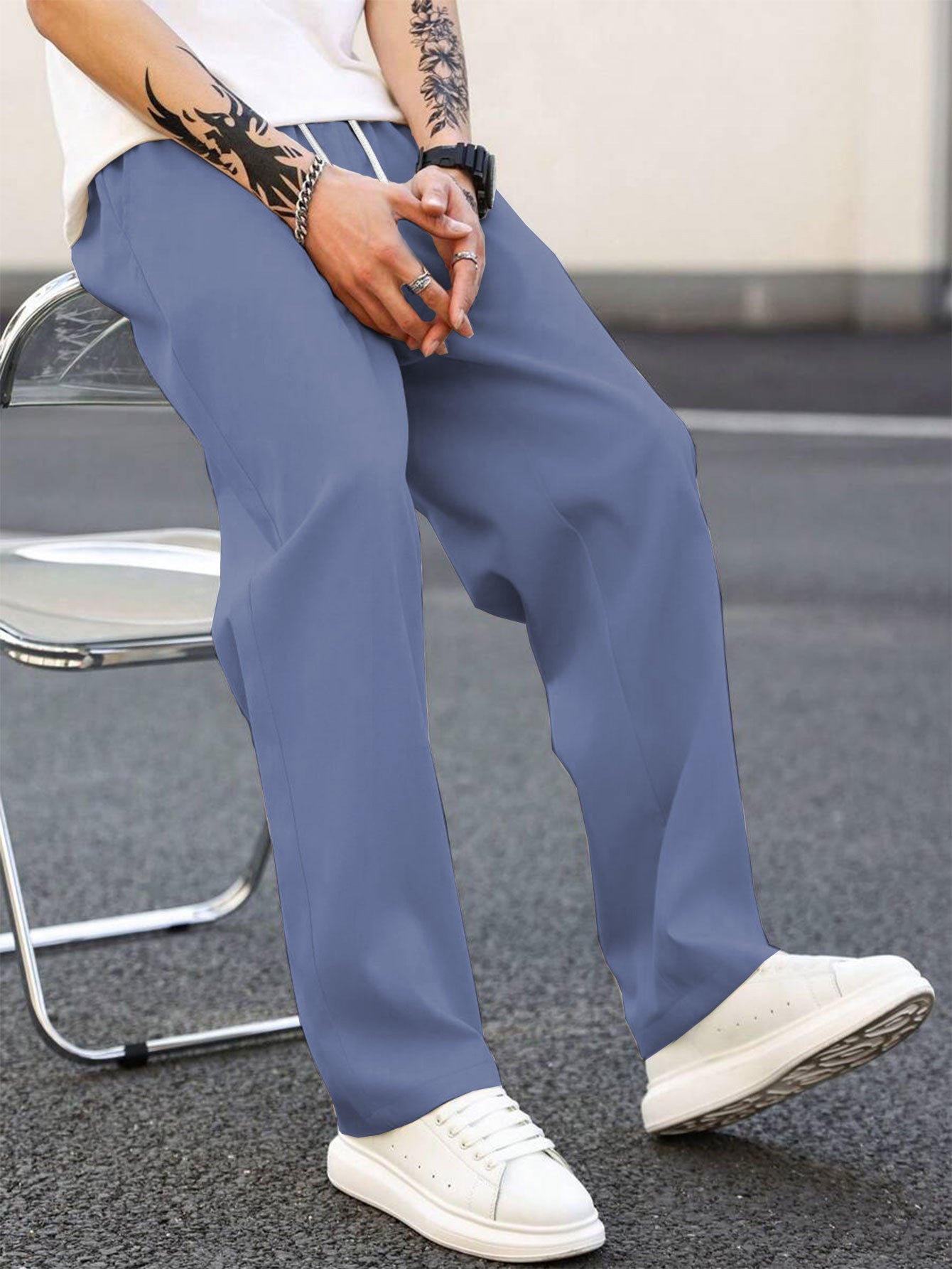 Herren modische Freizeithose mit weiter Passform und elastischem Bund R&B