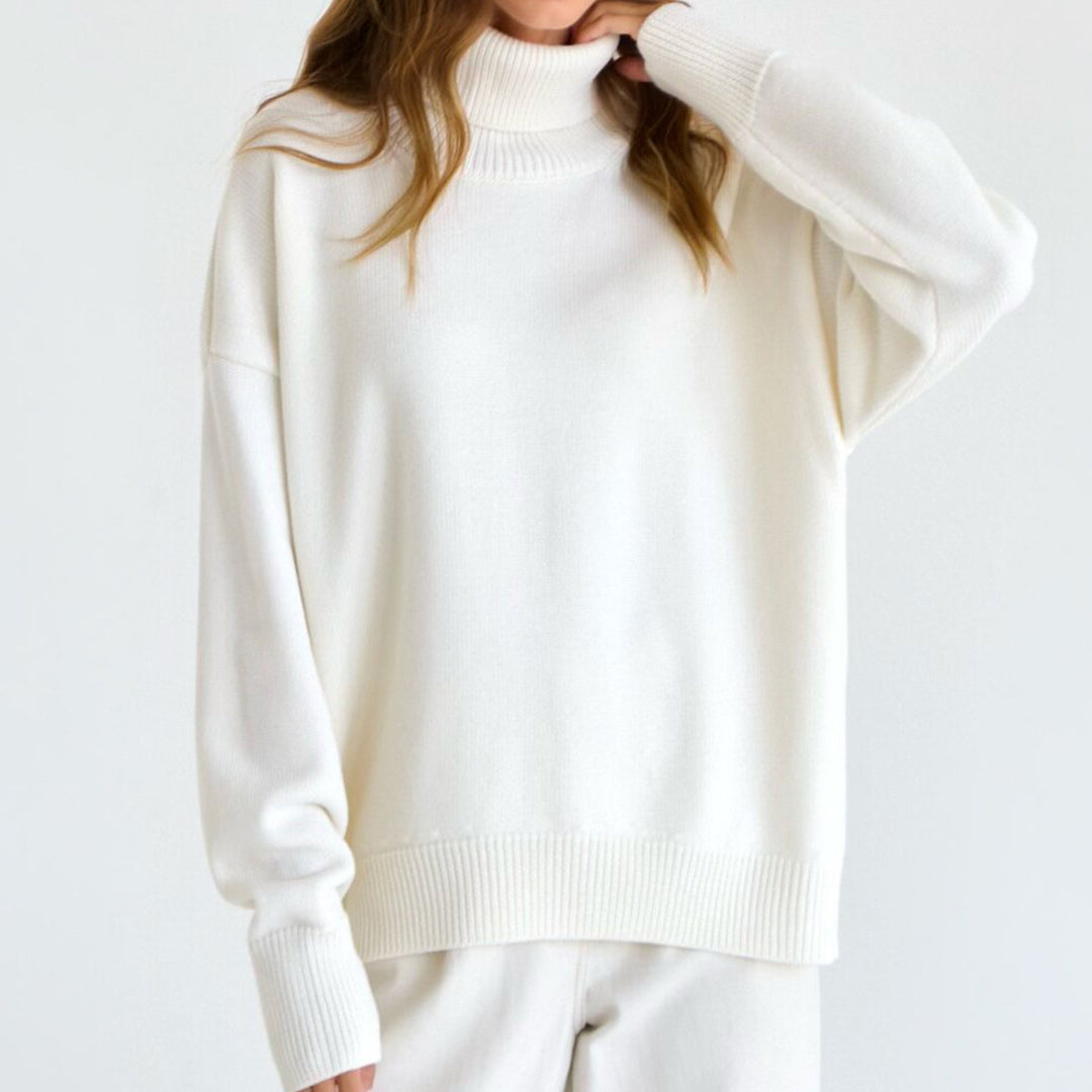 Damen Oversized Rollkragenpullover mit Rippstruktur R&B