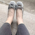 Damen Ballerinas mit zarten Schleifen und weichem Veloursleder EB