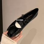 Damen elegante Ballerinas mit dekorativem Riemendesign und komfortablem Blockabsatz