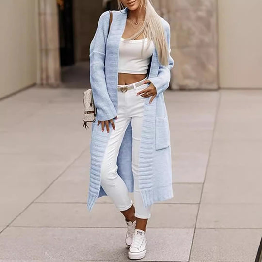 Damen Strickmantel mit lässigem Schnitt und tiefen Taschen R&B