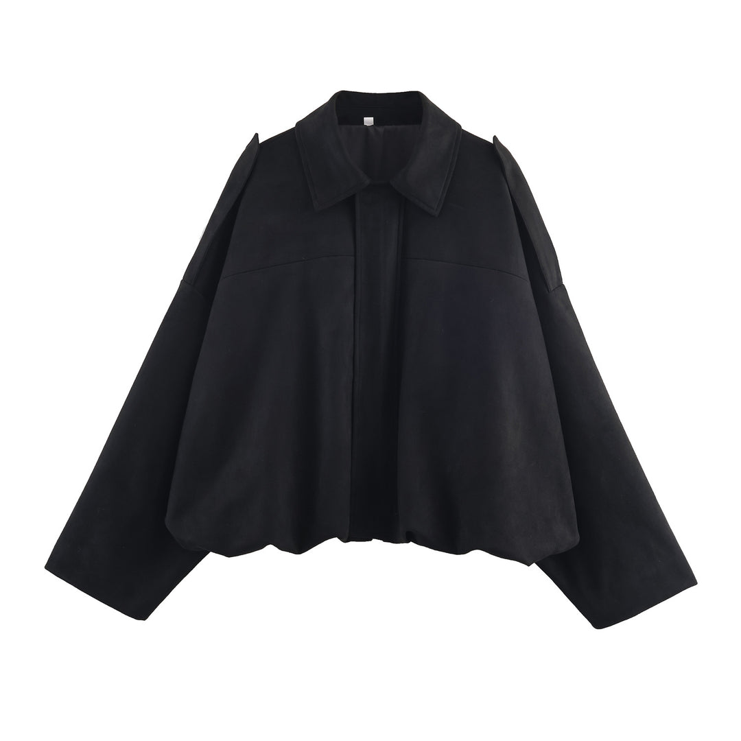 Damen lässige cropped Blousonjacke mit modernem Stehkragen und eleganten Schulterdetails R&B