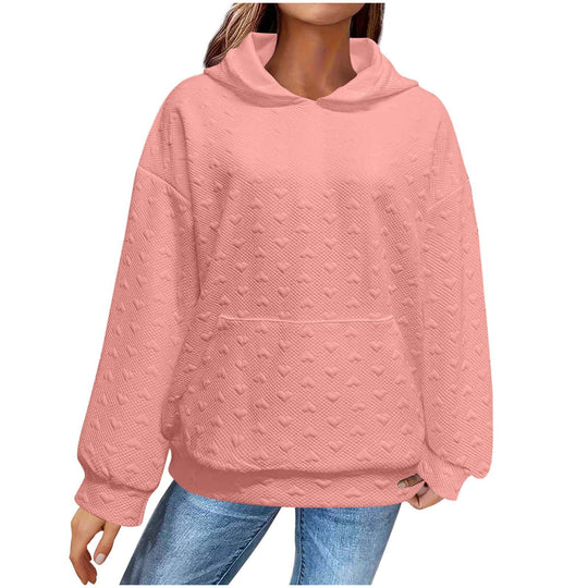 Damen Kapuzenpullover mit strukturiertem Herzmuster R&B