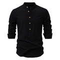 Herren Langarmshirt mit Stehkragen und modischem Muster