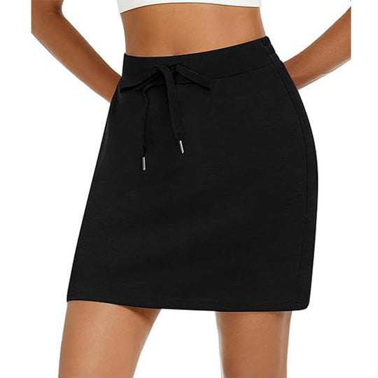 Damen Sportlicher Minirock mit Verstellbarem Kordelzug und Seitlichen Taschen R&B