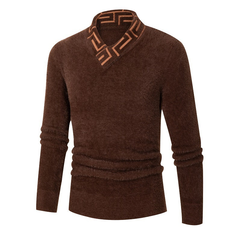 Herren modischer Pullover mit schickem Stehkragen und strukturiertem Design R&B
