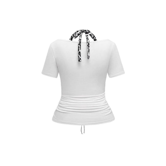 Damen Trendy Crop-Top mit einzigartigem Grafikdruck und Schnürdetails R&B