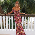Damen Off-Shoulder Maxikleid mit floralem Muster und Rüschendetails R&B
