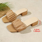 Damen Slip-On Sandalen mit modischem Falten-Design und bequemer Blockabsatz