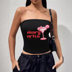 Damen Bandeau-Top mit auffälligem Statement-Aufdruck R&B