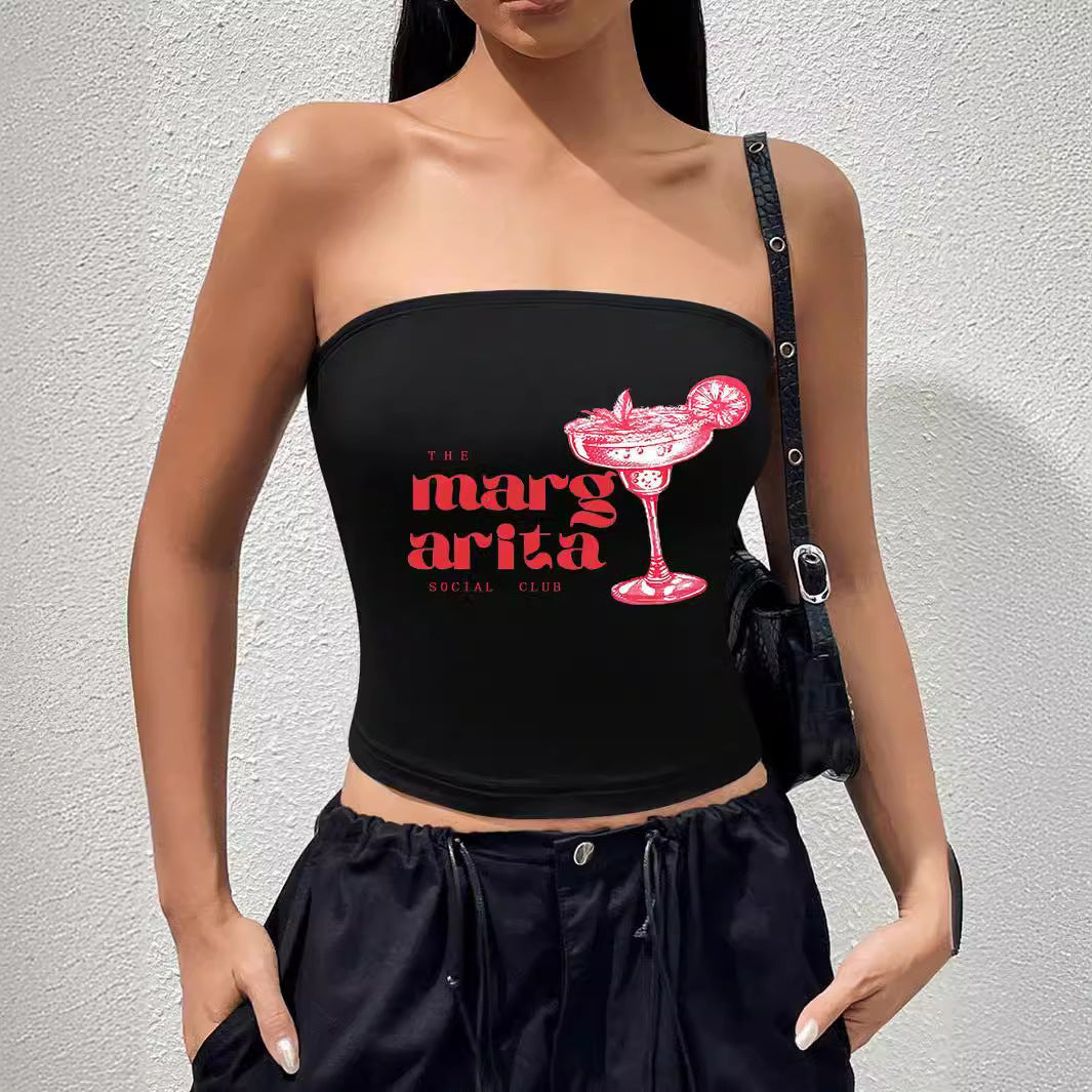 Damen Bandeau-Top mit auffälligem Statement-Aufdruck R&B
