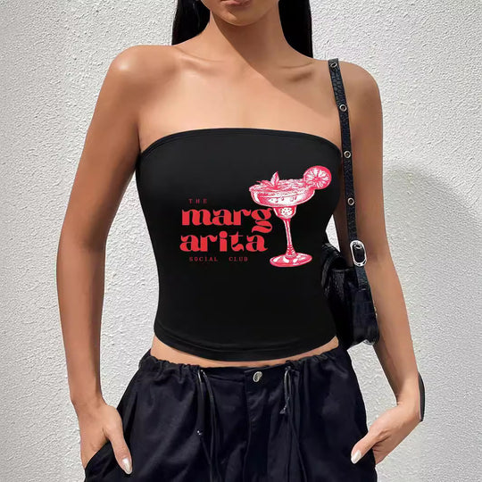 Damen Bandeau-Top mit auffälligem Statement-Aufdruck R&B