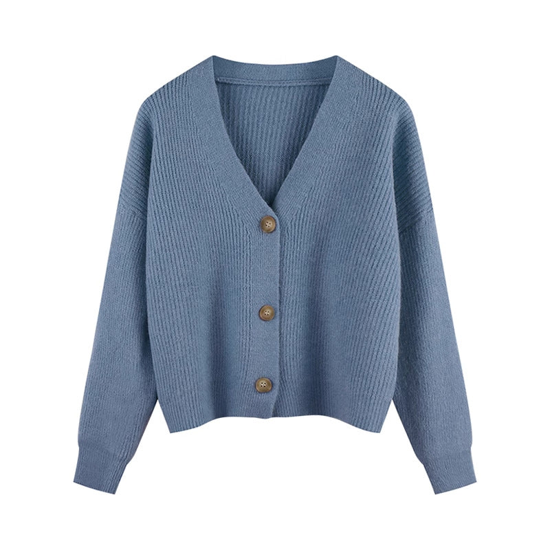 Damen Strickjacke mit V-Ausschnitt und hochwertigen Knopfdetails R&B