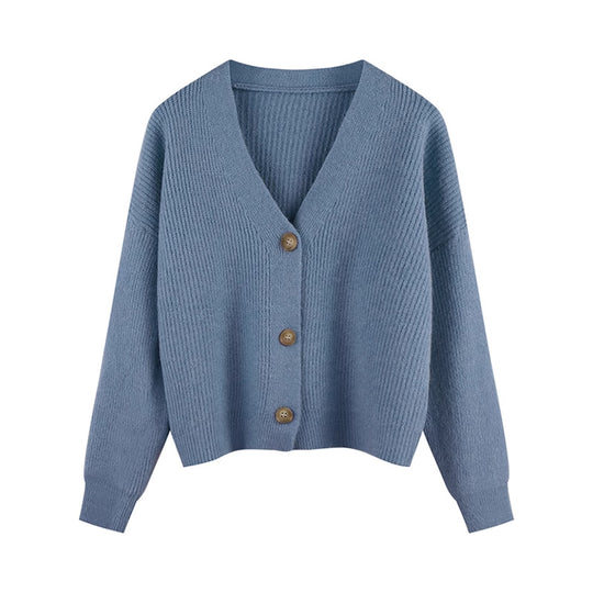 Damen Strickjacke mit V-Ausschnitt und hochwertigen Knopfdetails R&B