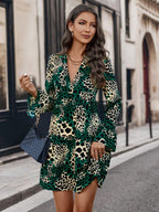 Damen Kurzarm-Kleid mit einzigartigem Tiermuster R&B