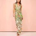 Damen Maxikleid mit floralem Muster und elegantem Knotendetail R&B
