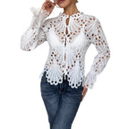 Damen Spitze Bluse mit eleganten Cut-Outs und figurschmeichelndem Design R&B