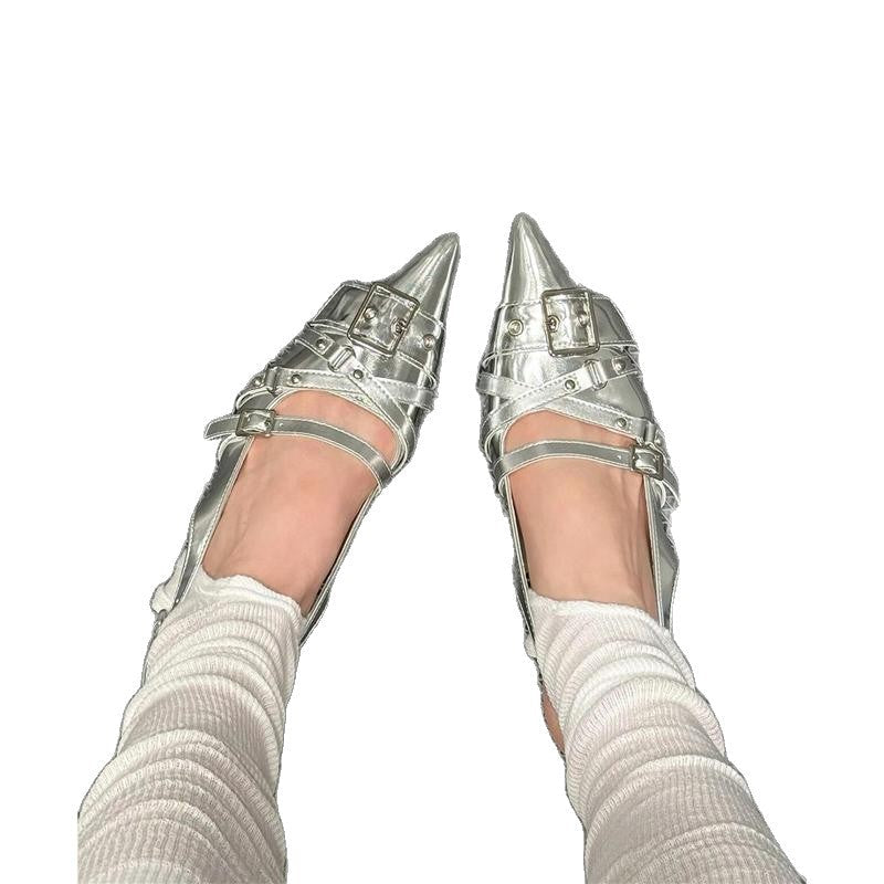 Damen elegante spitze Ballerinas mit Schnallenverzierung R&B