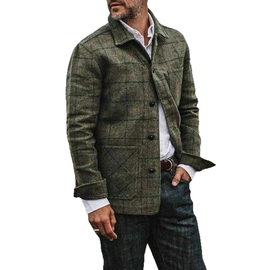 Herren elegante Wolljacke mit zeitlosem Karomuster