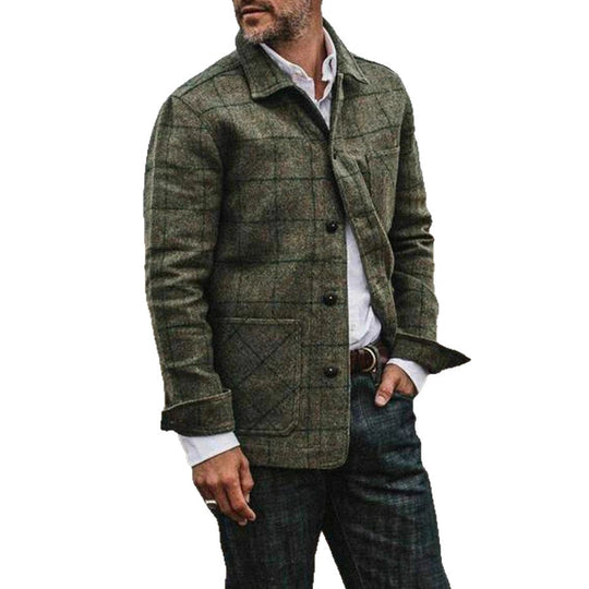 Herren elegante Wolljacke mit zeitlosem Karomuster