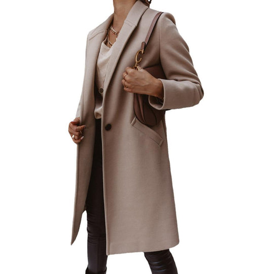 Damen Eleganter Langmantel mit schmalem Schnitt und tiefen Taschen R&B