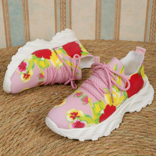 Damen modische Sneakers mit floralem Design und atmungsaktiver Textiloberfläche R&B