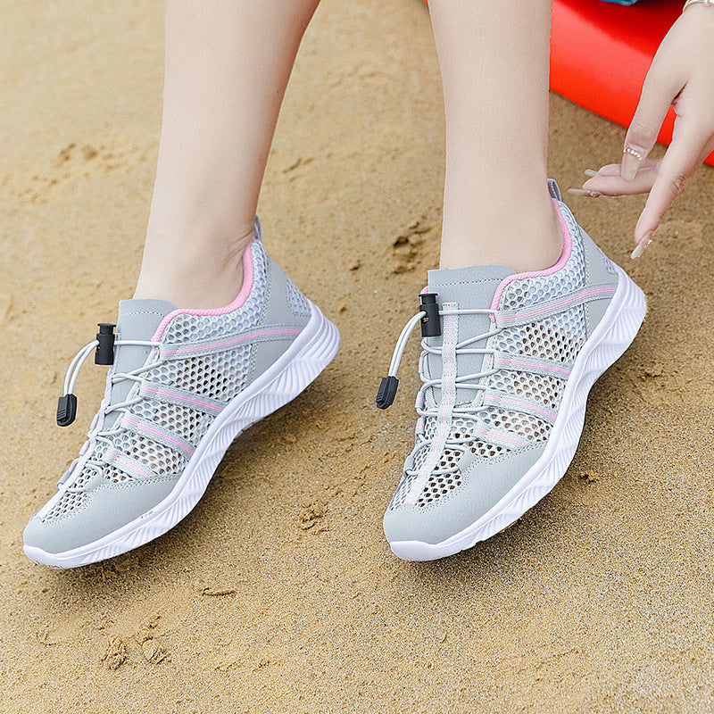 Damen nan atmungsaktiver Netzstoff-Sneaker mit Kordelzugverschluss, ultraleichter EVA-Flexsohle und gepolstertem Fersenkragen R&B